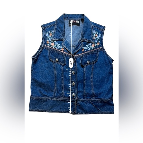 VTG GORDON & JAMES Vest Women M Denim Western Cowgirl Rodeo Embroidered Flowers - Picture 10 of 10